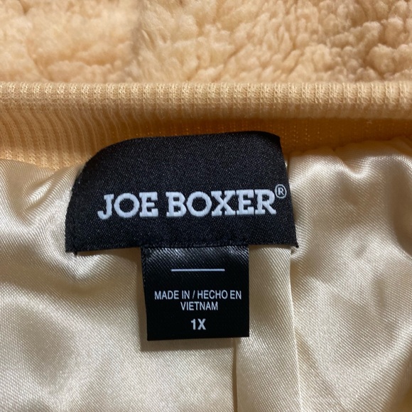 Y2K Joe Boxer Sherpa Teddy Pullover Crewneck Sweatshirt retro striped hem 1X - Picture 5 of 7